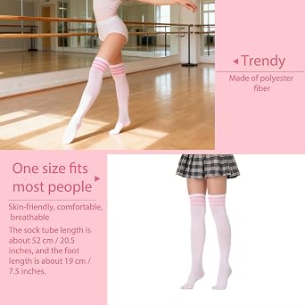 2 Pairs Over Knee Thigh Socks Knee Thigh High Socks for Girl and Women