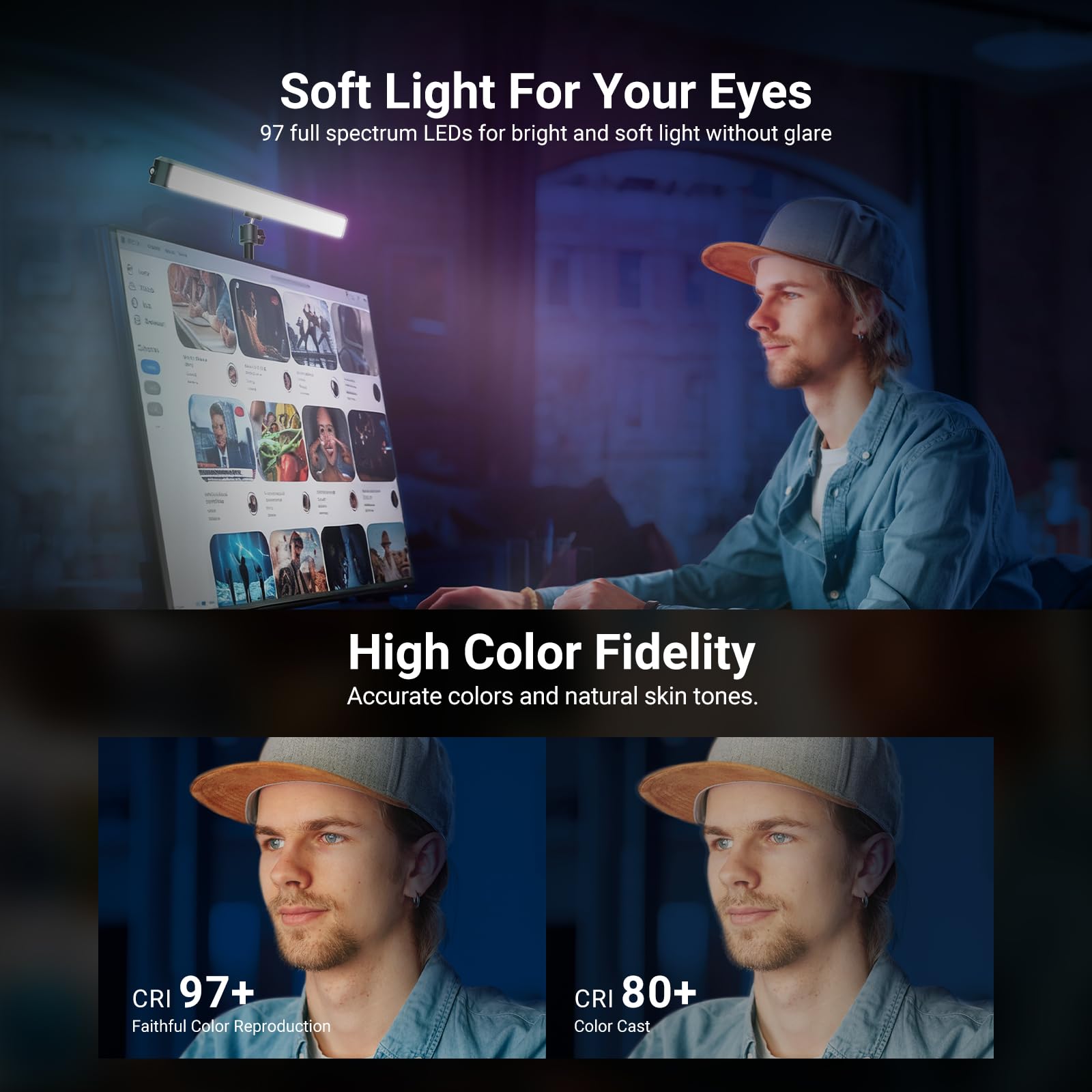 NEEWER Luce a LED RGB a doppia faccia, lampada da scrivania intelligente compatibile con Alexa Google Assistant per videoconferenze di gioco, 16 milioni di colori, 2700K-7000K/CRI97+ Illuminazione