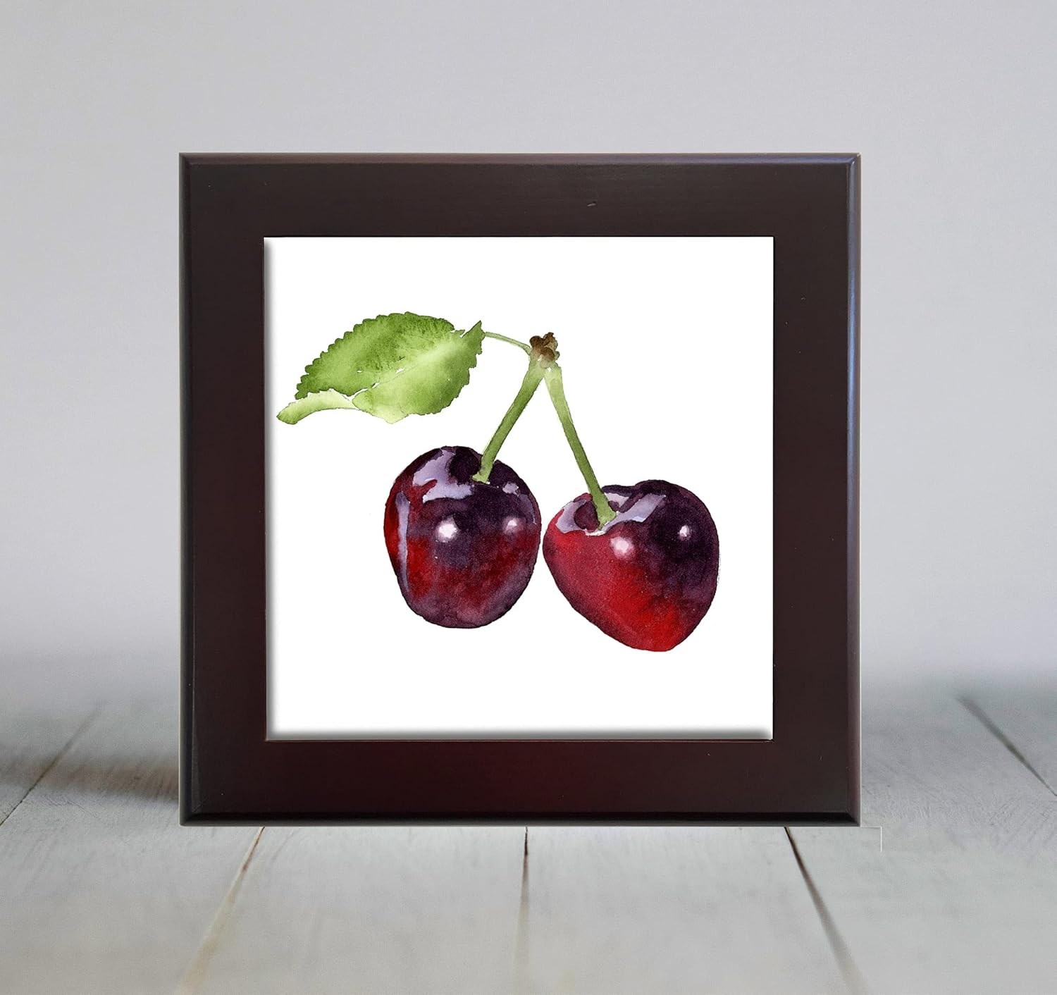 Cherries Watercolor Art Decorative Tile (4.25 X 4.25) : Home & Kitchen