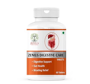 Zenius Digestive Care Tablets | Ayurvedic Medicine for Indigestion and Constipation | Digestive Enzyme Supplements For Men and Women | 60 Tablets (Pack of 1)