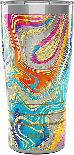 Miniatura 1 de Tervis Traveler - Vaso aislado de triple pared con diseño de remolinos de teñido anudado mantiene las bebidas frías y calientes, 20 onzas, acero