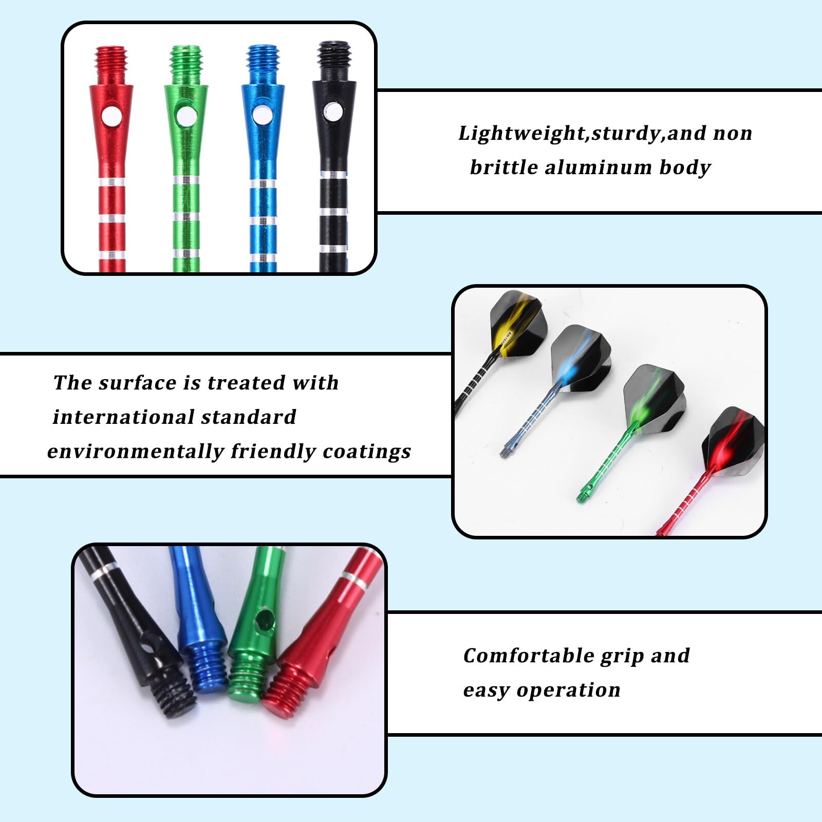 OUZHOU Dart Flights and Stems, 24pcs Darts Shafts Medium Dart Shafts, Universal Durable Metal Darts Flights and Stems - Image 3
