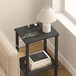 TUTOTAK Table de fin avec station de recharge, Table de petit côté avec des sorties, Table du chevet, 2-Tier Plateau de stockage pour les petits Space, Salon, Chambre, Noir TB01BK040CA
