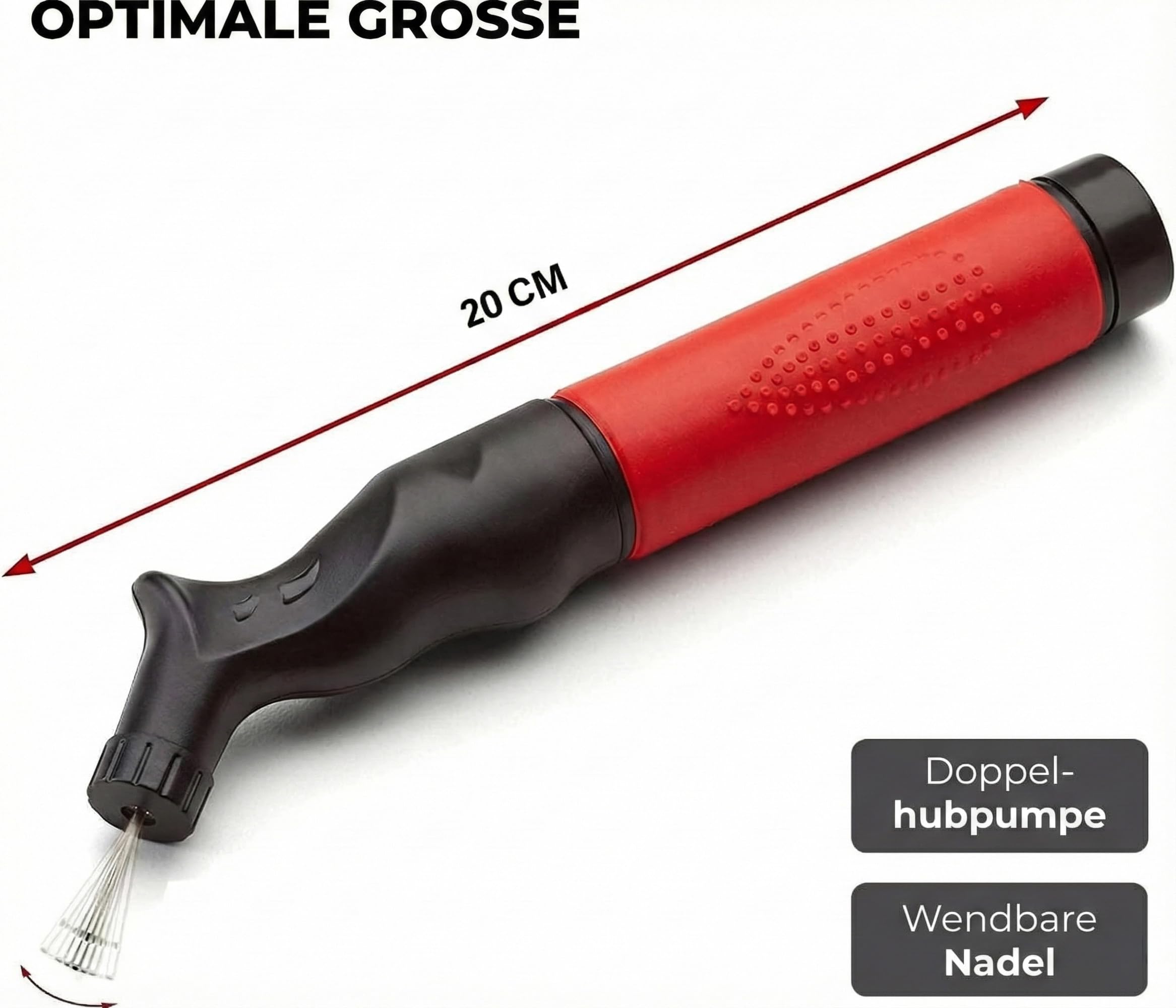 Active 100 Ballpumpe mit Nadel - Tragbare Sport Ballpumpe für Fußball, Basketball, Volleyball, Rugby & Mehr - Perfektes Fußballpumpen-Set für Trainer, Spieler & Sportbegeisterte - 2