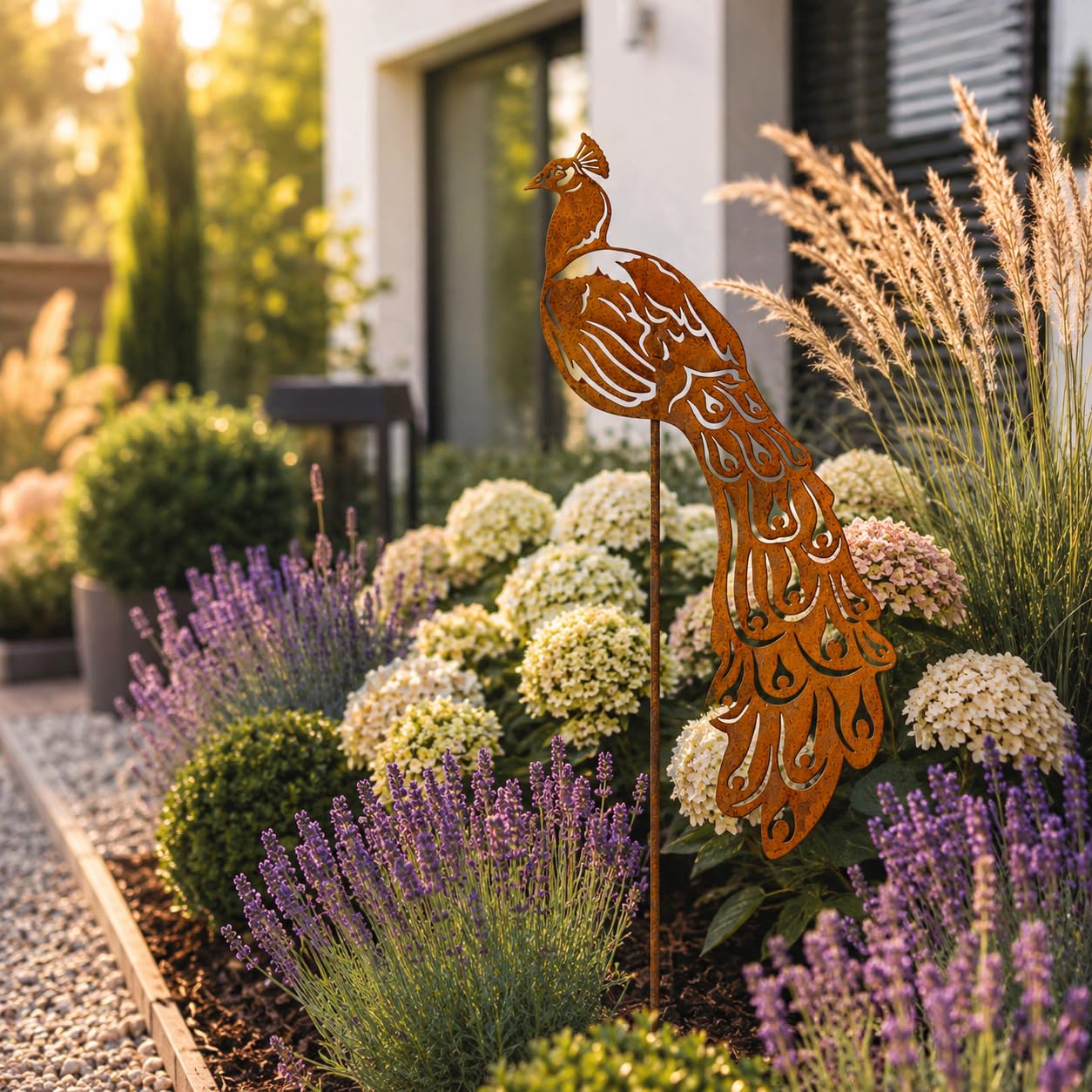 Terma Rost Pfau XXL 120 cm Höhe Vogel Gartenstecker rost Gartenfigur groß Metallfigur Garten Blumenstecker dekostecker rostgartendeko rostdeko Gartendeko Metall deko metallstecker edelrost Garten