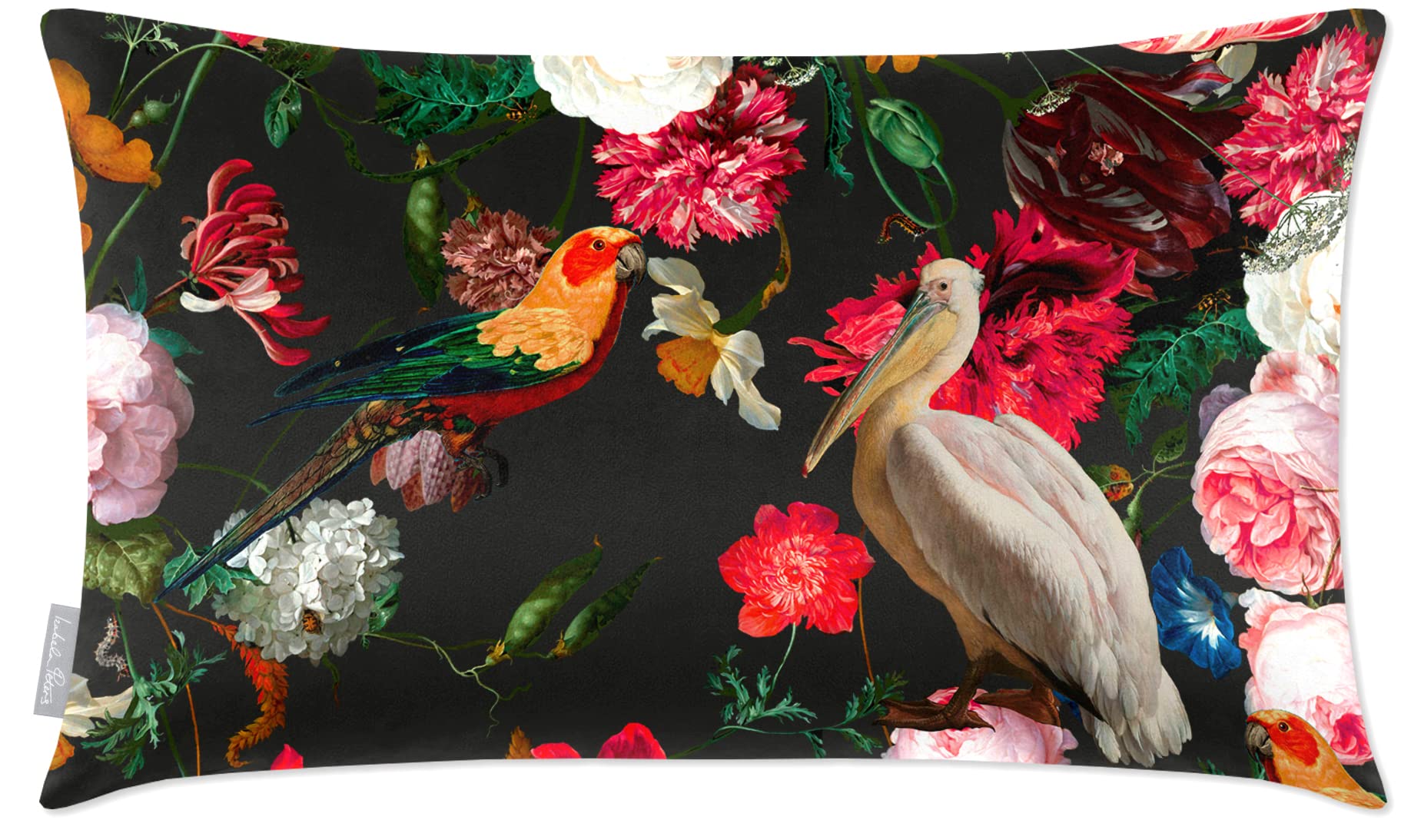 Izabela Peters Charcoal Cushions With Covers Included, Filled Cushion, Eco-Friendly Velvet Cushions, 50 X 30 Cm, Peruvian Paradise - Chair Cushions, Sofa Cushions, Seat Cushions