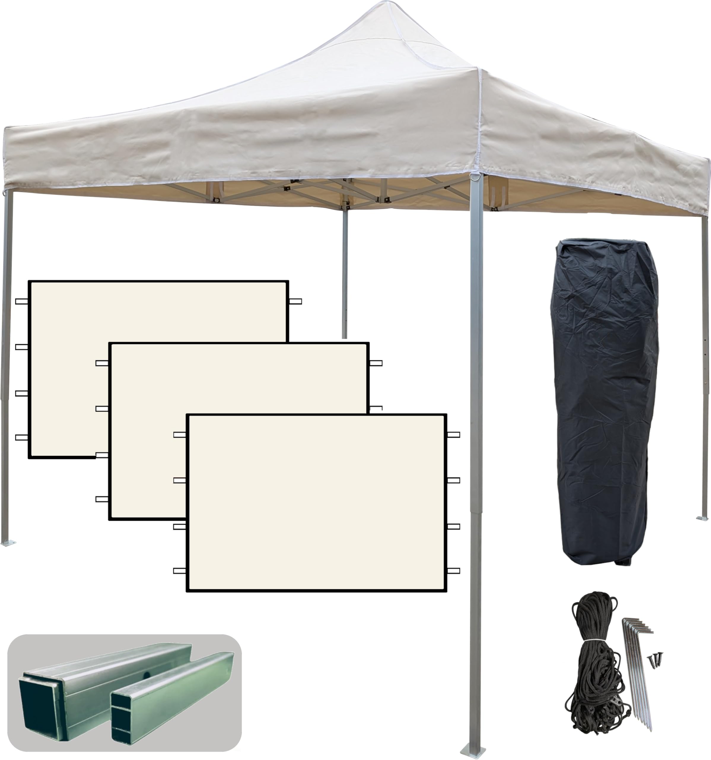 Profi-ZELTE.DE Pavillon 3x3m Faltpavillon, 32mm Alu-Profil Doppelverstrebung innen, 100% wasserdicht, Winterfest Pop Up Zelt, Partyzelt Sport & Freizeit