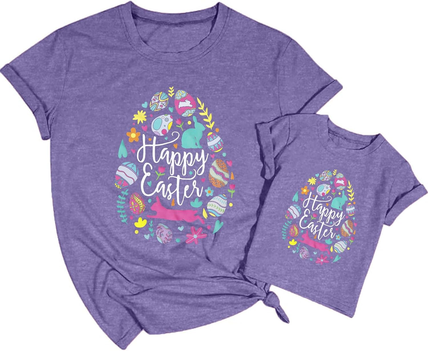 Mommy and Me Easter Outfits Mama and Me Bunny Matching Shirts Cute Easter Day Bunny Tees Mama Kids Family Matching Shirt Infant 5-6 Years Purple-kids