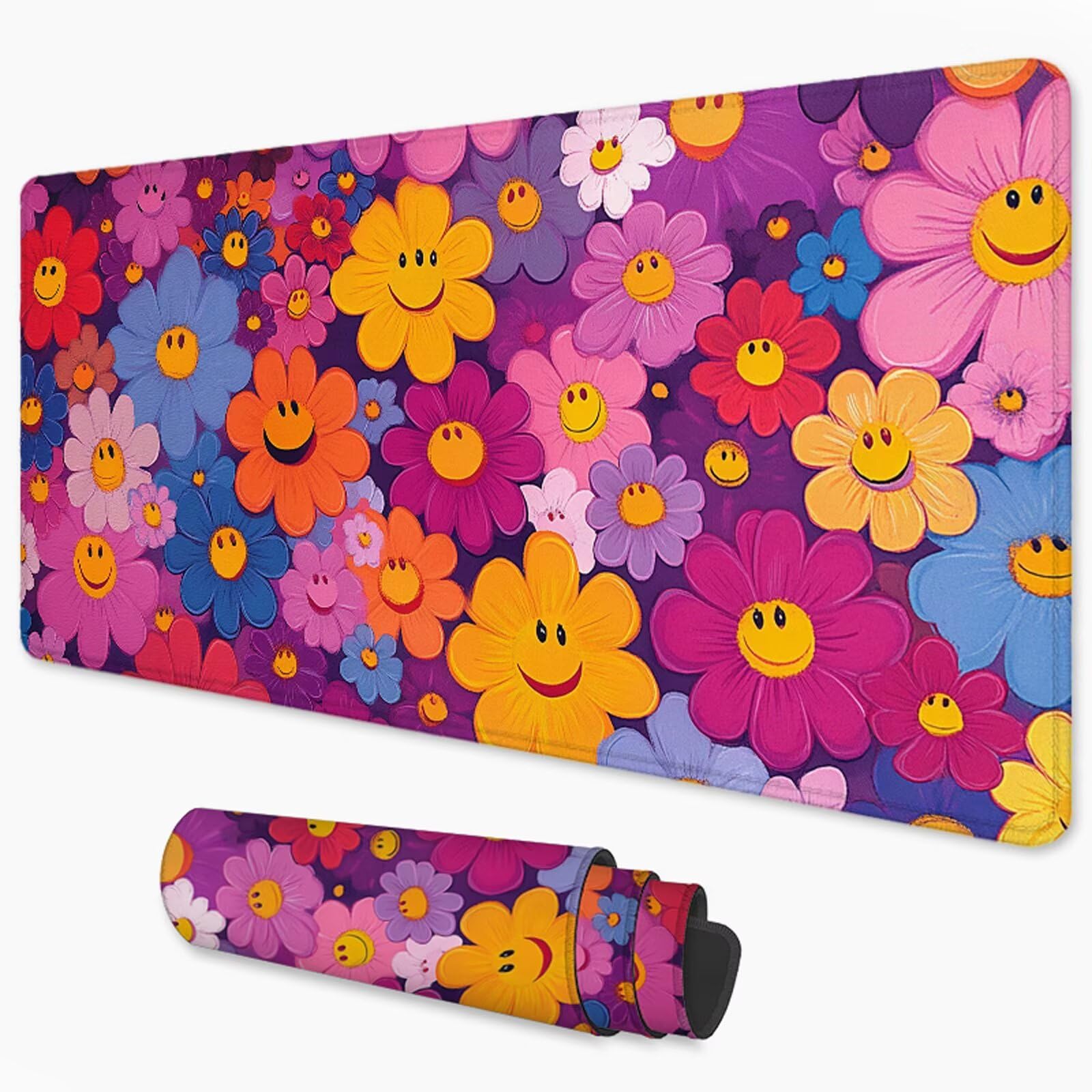 Fioletowa podkładka pod mysz XXL 1000 x 500 mm różowa pod biurko z wodoodporną powierzchnią i antypoślizgową podstawą, podkładka pod mysz do biura, komputera, poprawia dokładność i szybkość 3Y-1329