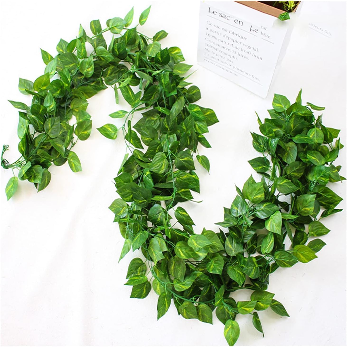 SATYAM KRAFT 4 Pc Artificial Money Plant Creeper Garland | 7 Ft Green Leaf Hanging Vine for Home, Balcony, Garden, Wall, Wedding, Festival Decoration (Fabric Faux, Green)