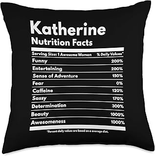 Katherine Nutrition Facts Funny Personalized Name Katherine Throw Pillow