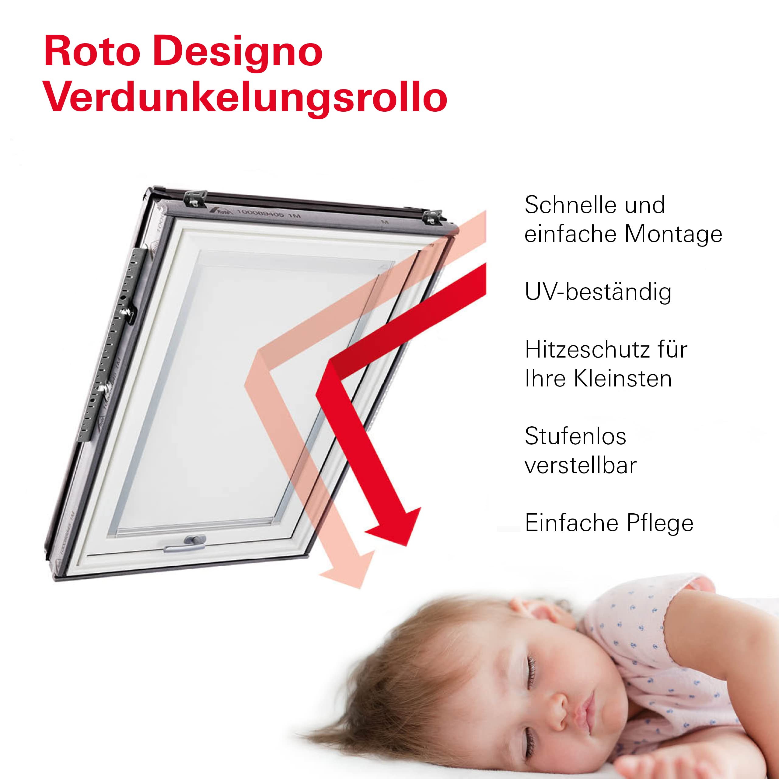 Original Roto Verdunkelungsrollo ZRV - Nahezu vollständige Verdunkelung - Führungsschiene Silber - Dachfenster Baureihe Designo R6/R8, i8 und Classic 64/84 - Größe 114/118 | 11/11 - Stofffarbe Weiß