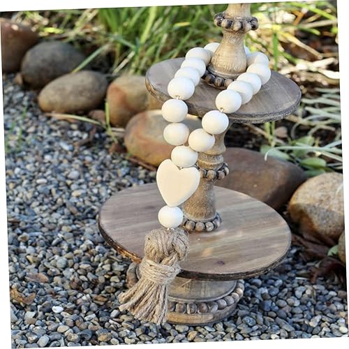 Miniatura 2 de Garneck Guirnalda de cuentas de madera, borlas de granja, cuentas de oración rústica para decoración de puerta del hogar, decoración de Navidad