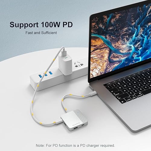 Miniatura 5 de MAIWO Concentrador USB C, concentrador USB 5 en 1 para portátil con 4K HD, 1 puerto USB 3.2, 1 puerto USB C 3.2, 1 puerto USB 2.0, entrega de