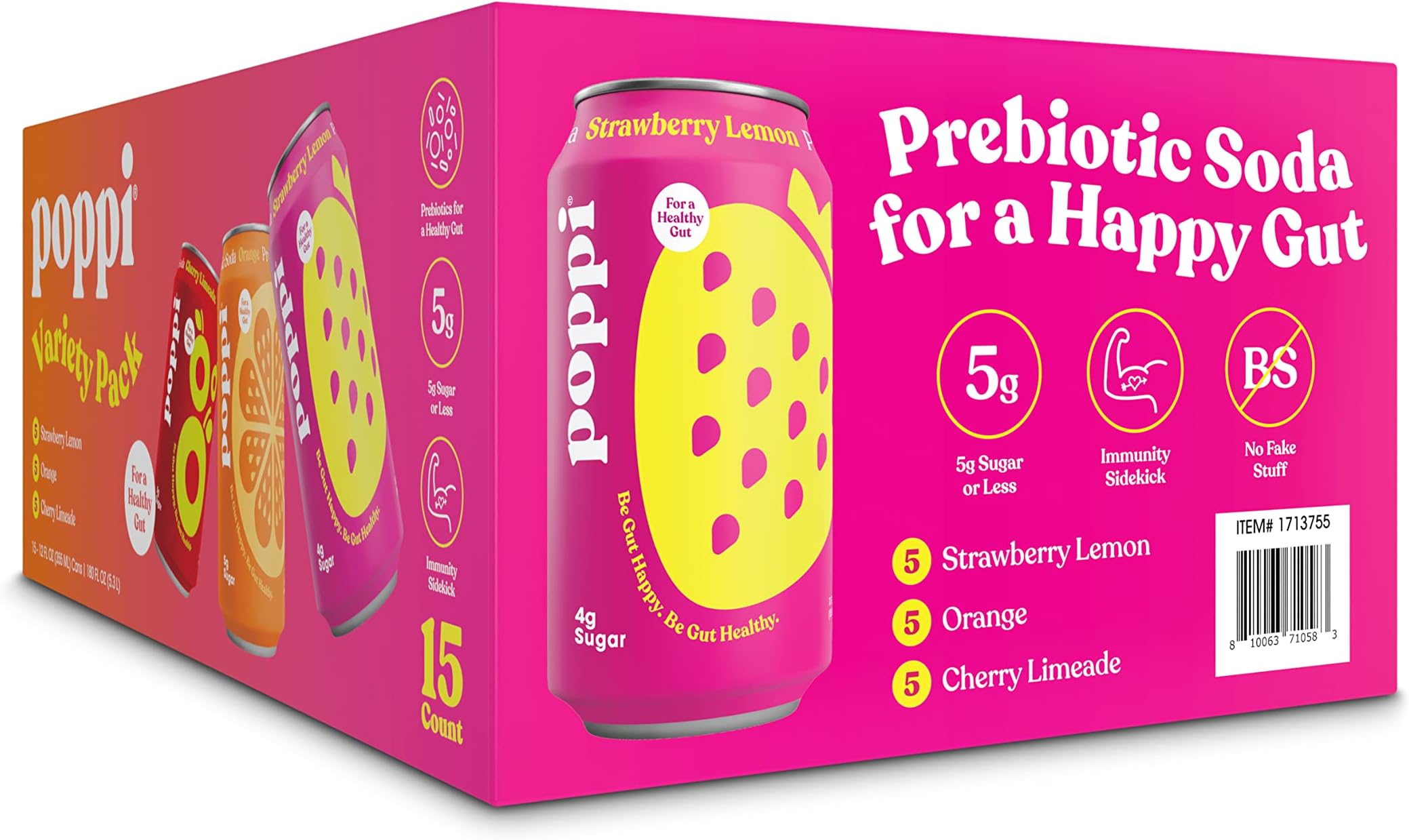 poppi Variety Pack 340 ml (Pack of 15)