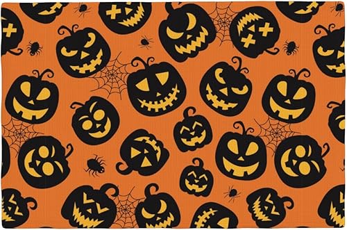 4 manteles individuales de lino sintético de doble capa para Halloween, antideslizantes, resistentes al calor, para el hogar, restaurante, hotel, 18