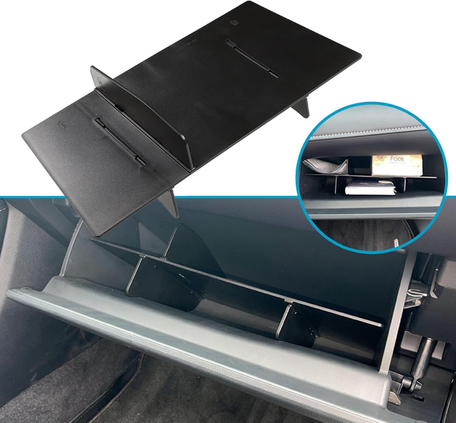 Glove Box Organizer Fit for 2025 2024 2023 2022 2021 2020 Toyota Highlander Accessories ABS Plastic Glove Compartment Divider Insert Tray Center Console Storage Organizer - Black