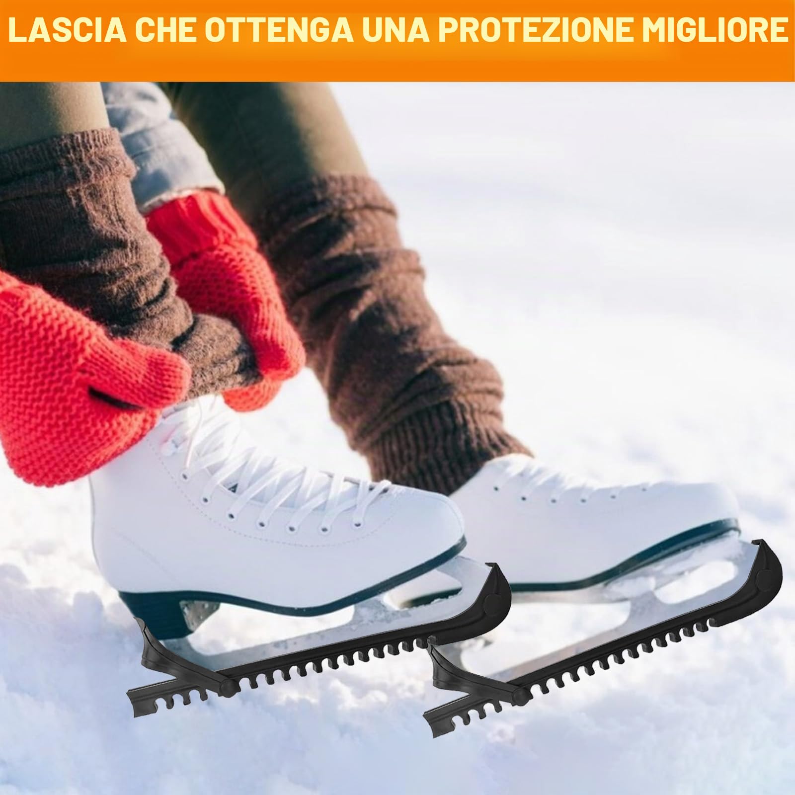 1 Paio Protezioni Pattini Ghiaccio, Accessorio Protezione Pattino Hockey con Fibbia Regolabile e Fori Acqua Filtraggio, Coperture Protettive Lame per Scarpa Pattinaggio Artistico, Bambini, Adulti