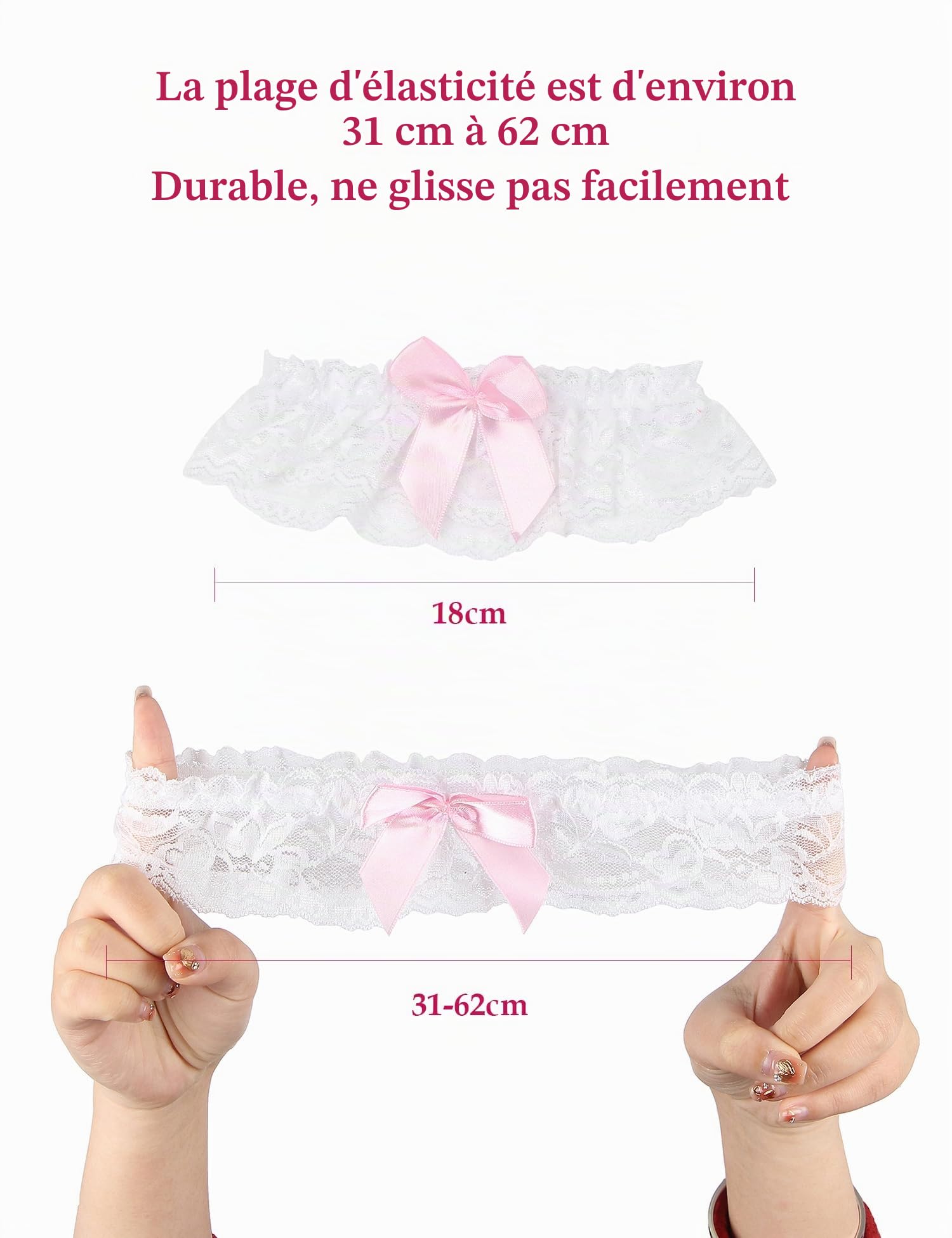 ohyeahlady Jarretiere Mariage Dentelle Jartiere Femme Grande Taille Jarretières Elastique Porte Jarretelle Robe de Mariée Lingerie et Vêtement Sexy L'accessoire Nuptial