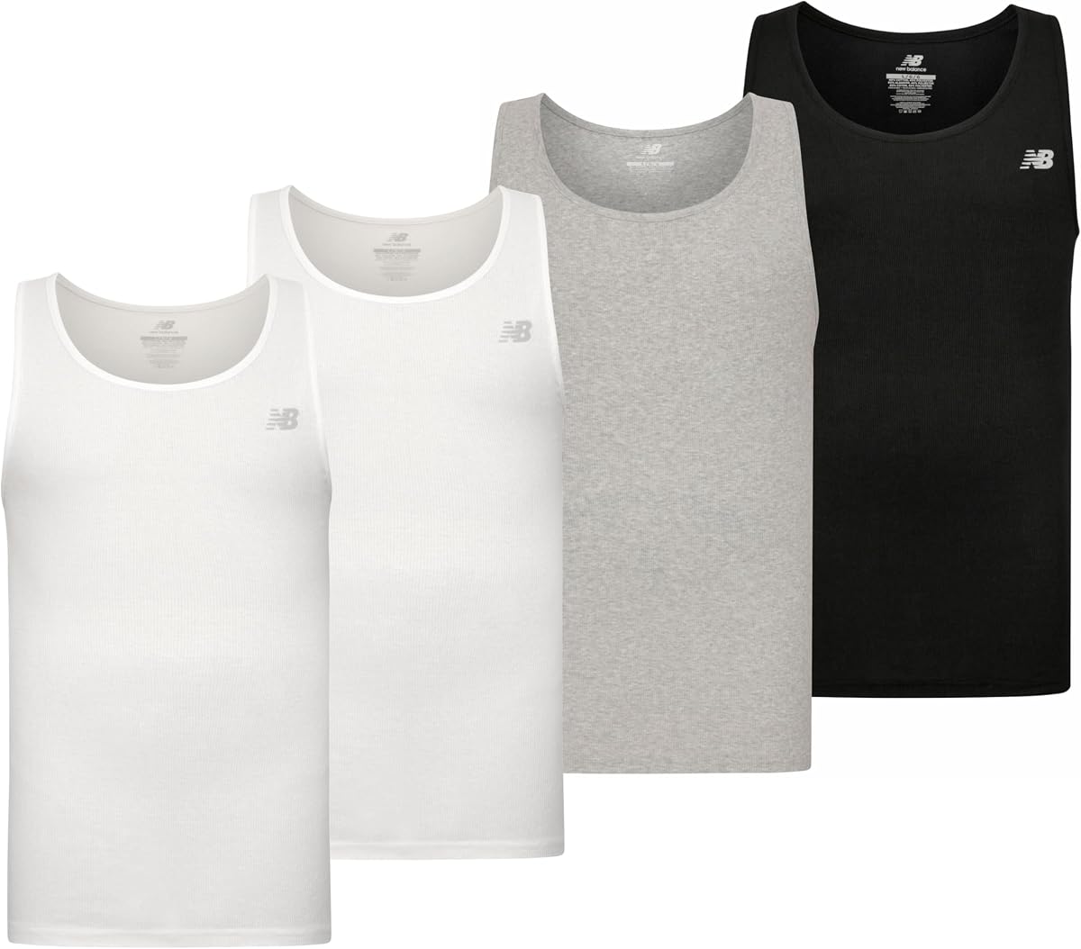 Camiseta sin mangas de algodón Performance Rib para hombre (paquete de 4)