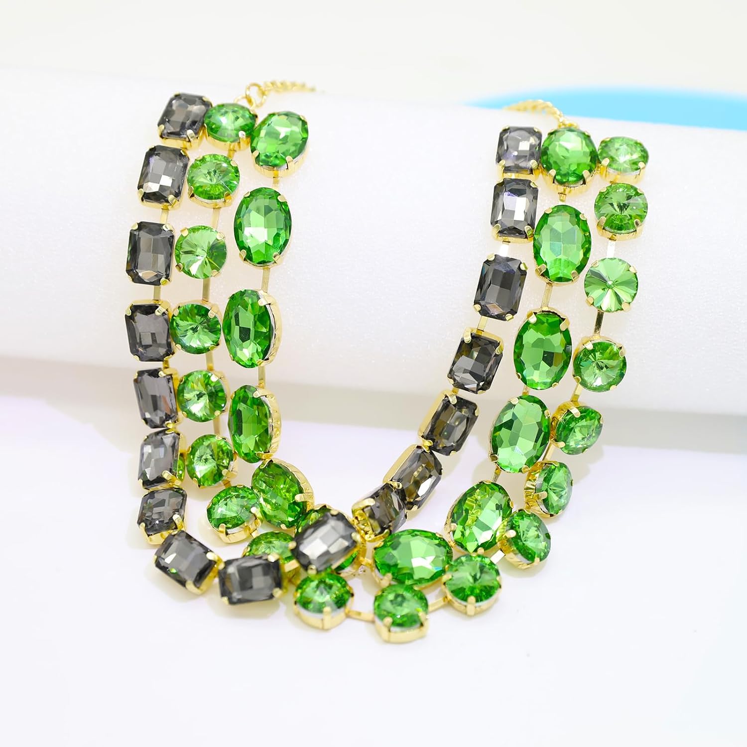 Chunky Layered Crystal Rhinestone Choker Collar Necklace for Women Sparkly Colored Neck Chain Statement Necklaces jewelry Party image 4
