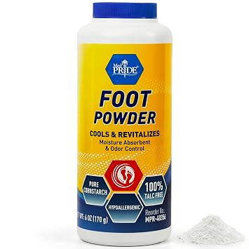 MED PRIDE Premium Foot Powder For Moisture Control - Hypoallergenic, 100% Talc-Free Foot Cooling Powder To Reduce Odors And Absorb Sweat & Excess Moisture- Shoe & Foot Odor Eliminator Powder- 6oz