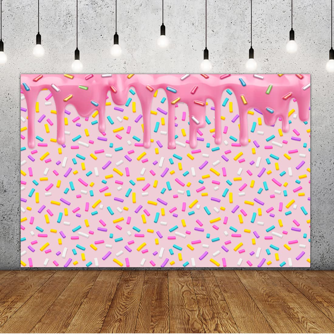 Lofaris Pink Girl Donut Grow Up Party Backdrop Dripping Cream Colorful Confetti Photo Background Happy Birthday Party Decorations Banner Cake Table Decor Props Vinyl 5x3ft-image-24