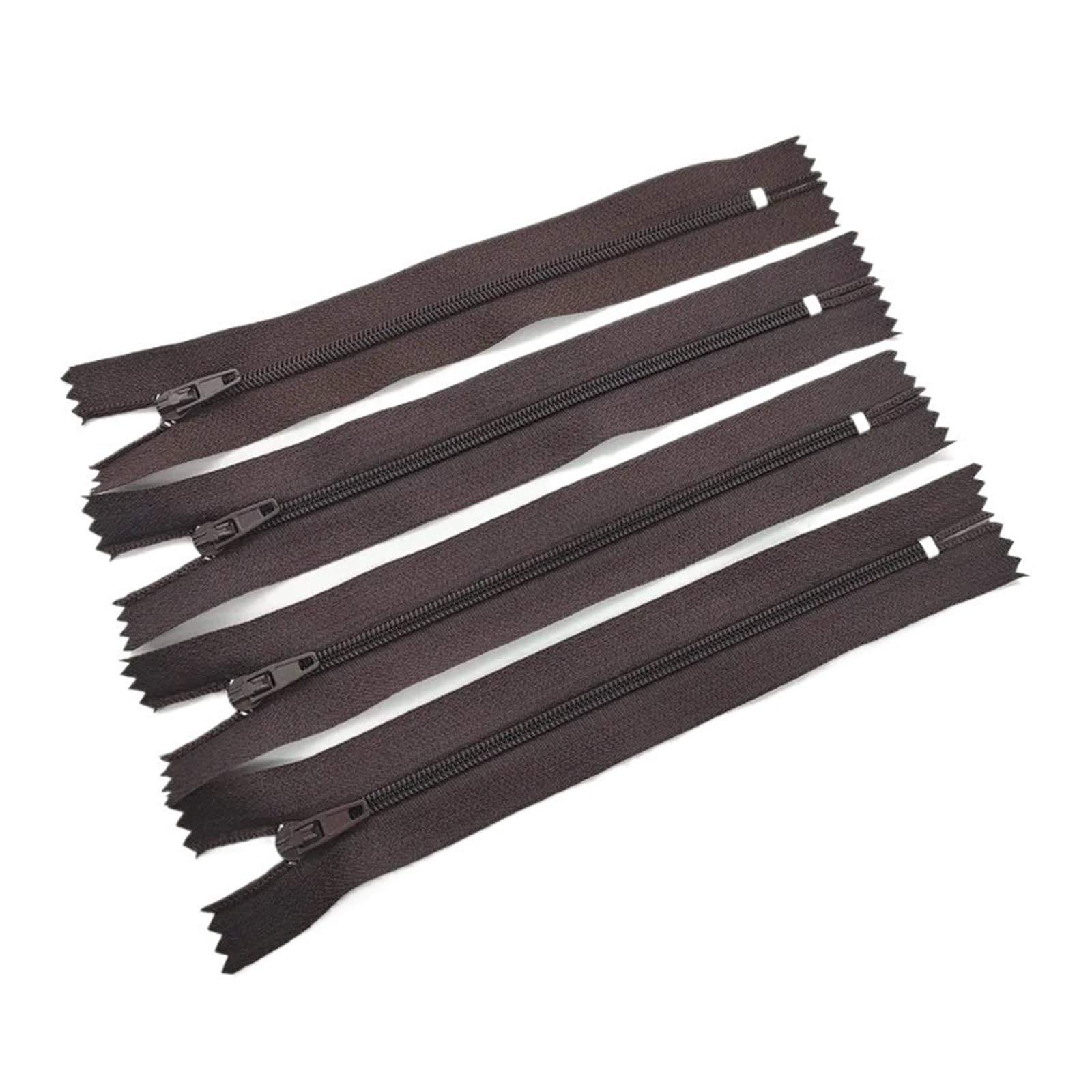 Fermeture éclair bloquée ? Remplacez-la avec ce lot de 10 zips nylon café 35cm - 5