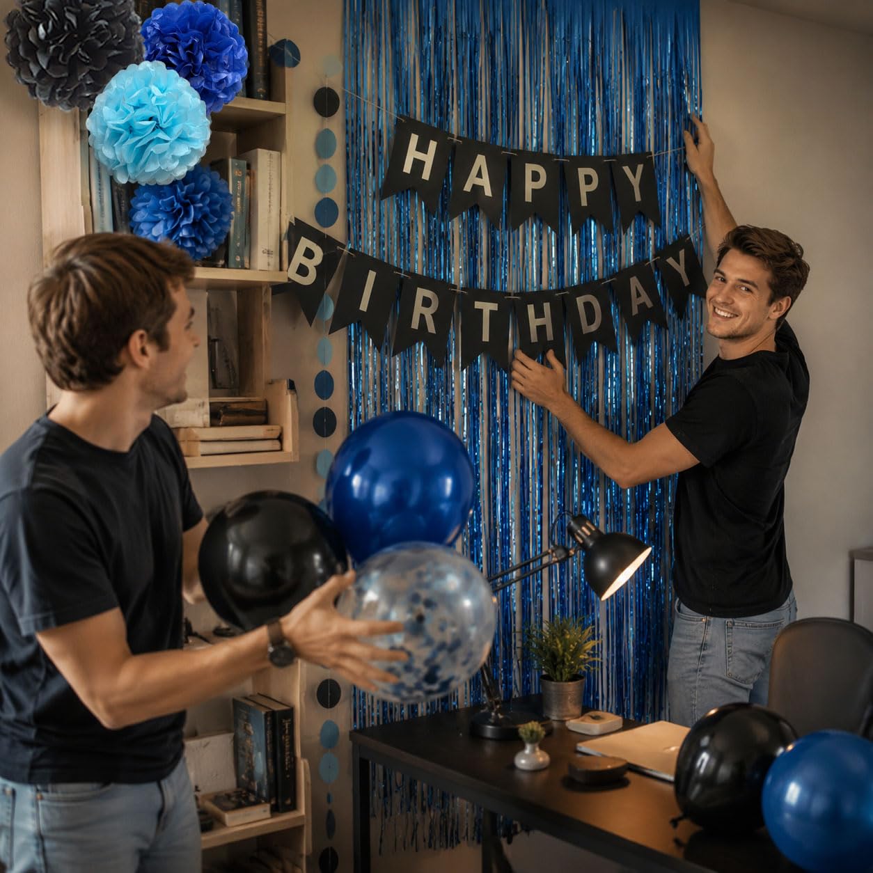 Blue & Black Birthday Party Decorations - Balloons & More -5 Blue & Black Birthday Party Decorations - Balloons & More -5