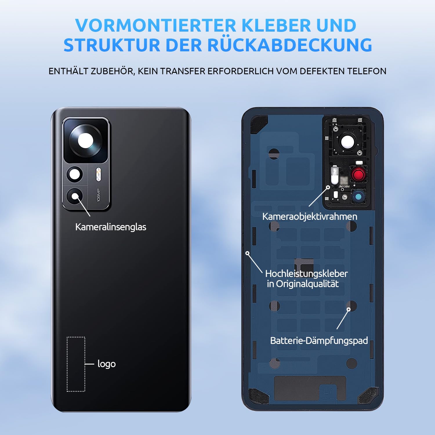 Akkudeckel für Xiaomi 12T 22071212AG Schwarz