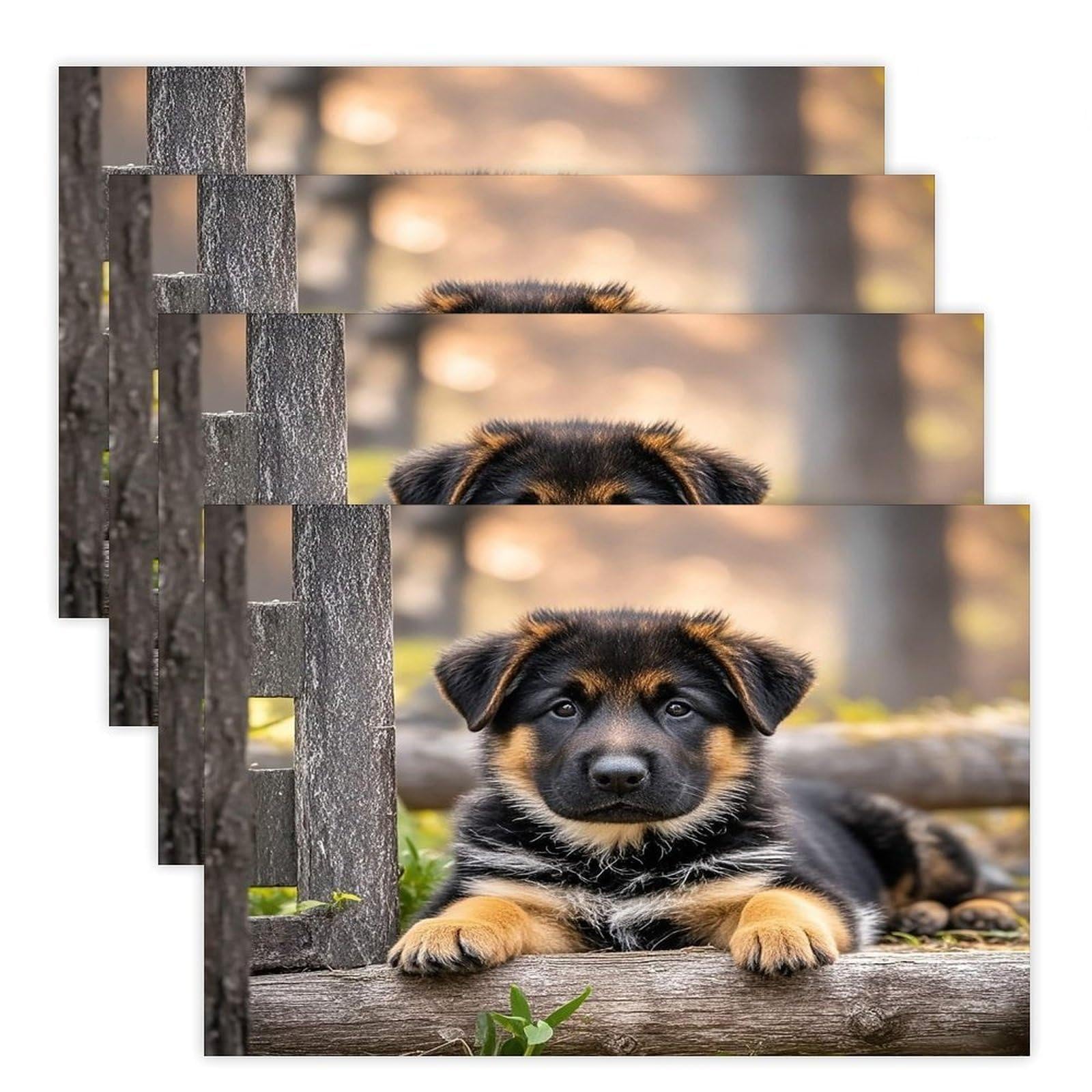 German Shepherd Puppy Placemats Flax Place Mats for Dining Table Rectangle Non-Slip Table Mats Heat Resistant Washable Placemat for Kitchen Home Decor Party Outdoor 12" X 18"