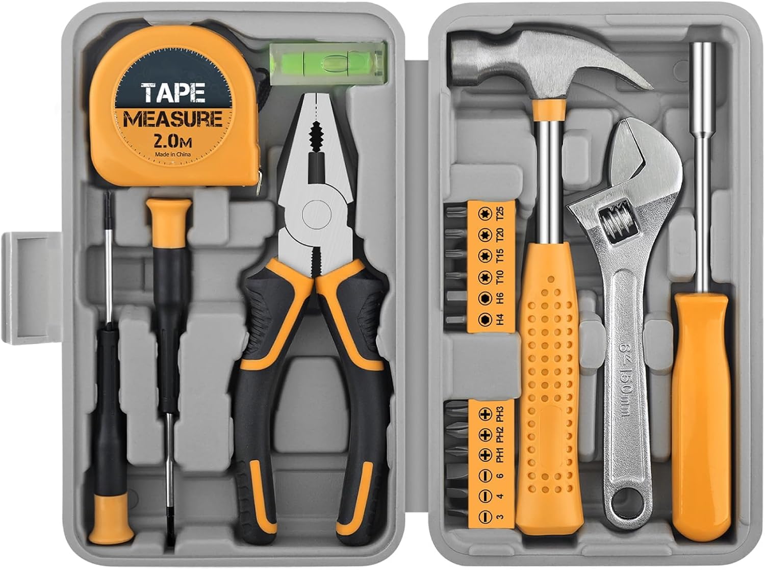 20-Piece DIY Tool Set with Mini Carrying Box for Home Use (Yellow)