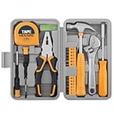 20 Pieces Home Tool Set, Basics Household Tool Kit with Small Mini Carrying Box for Men and Women DIY (Yellow)