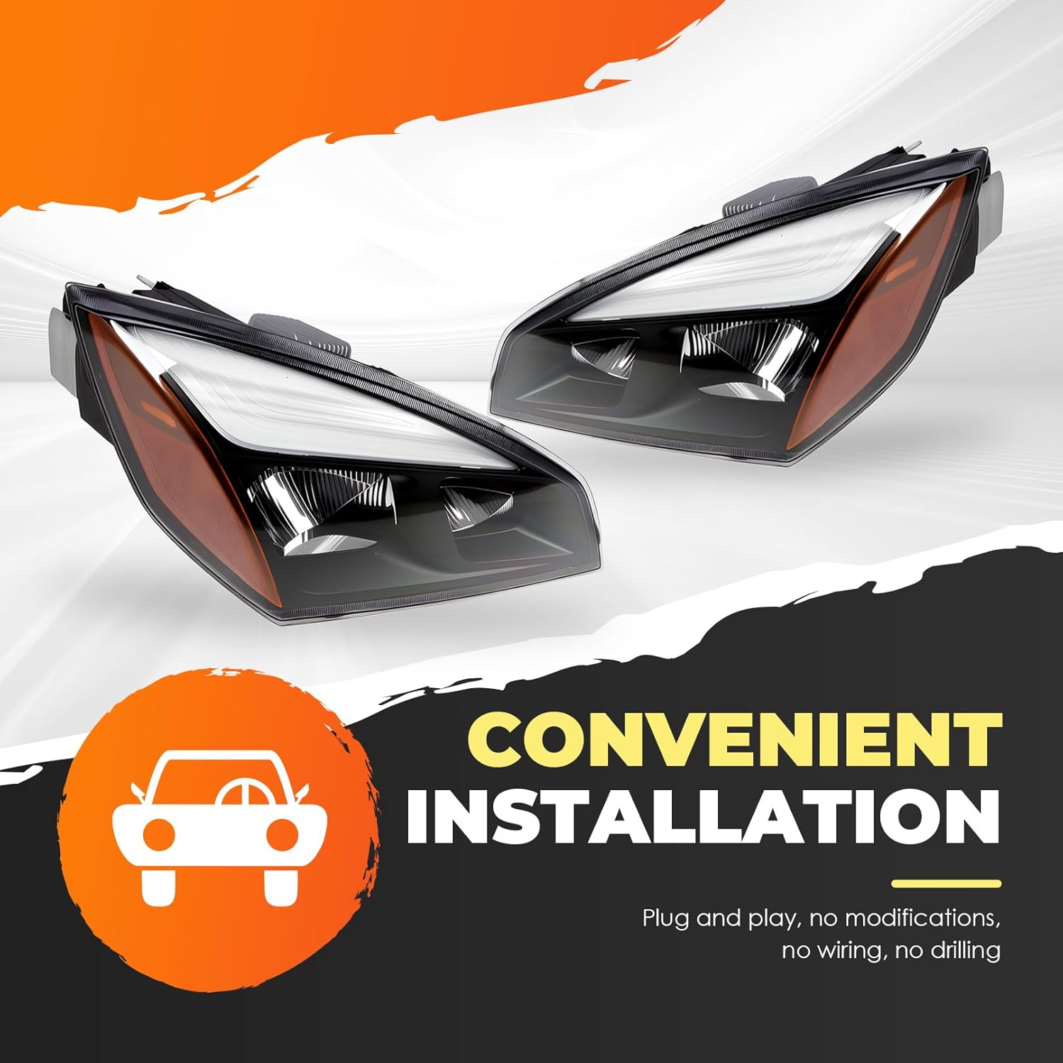 Pair Headlight Assembly Compatible with 2018-2022 Cascadia Left Driver Side and Right Passenger Side Headlamp A6601405002 A6601405003