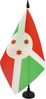 AZ FLAG Burundi Table Flag 5'' x 8'' - Burundian Desk Flag 21 x 14 cm - Black plastic stick and base