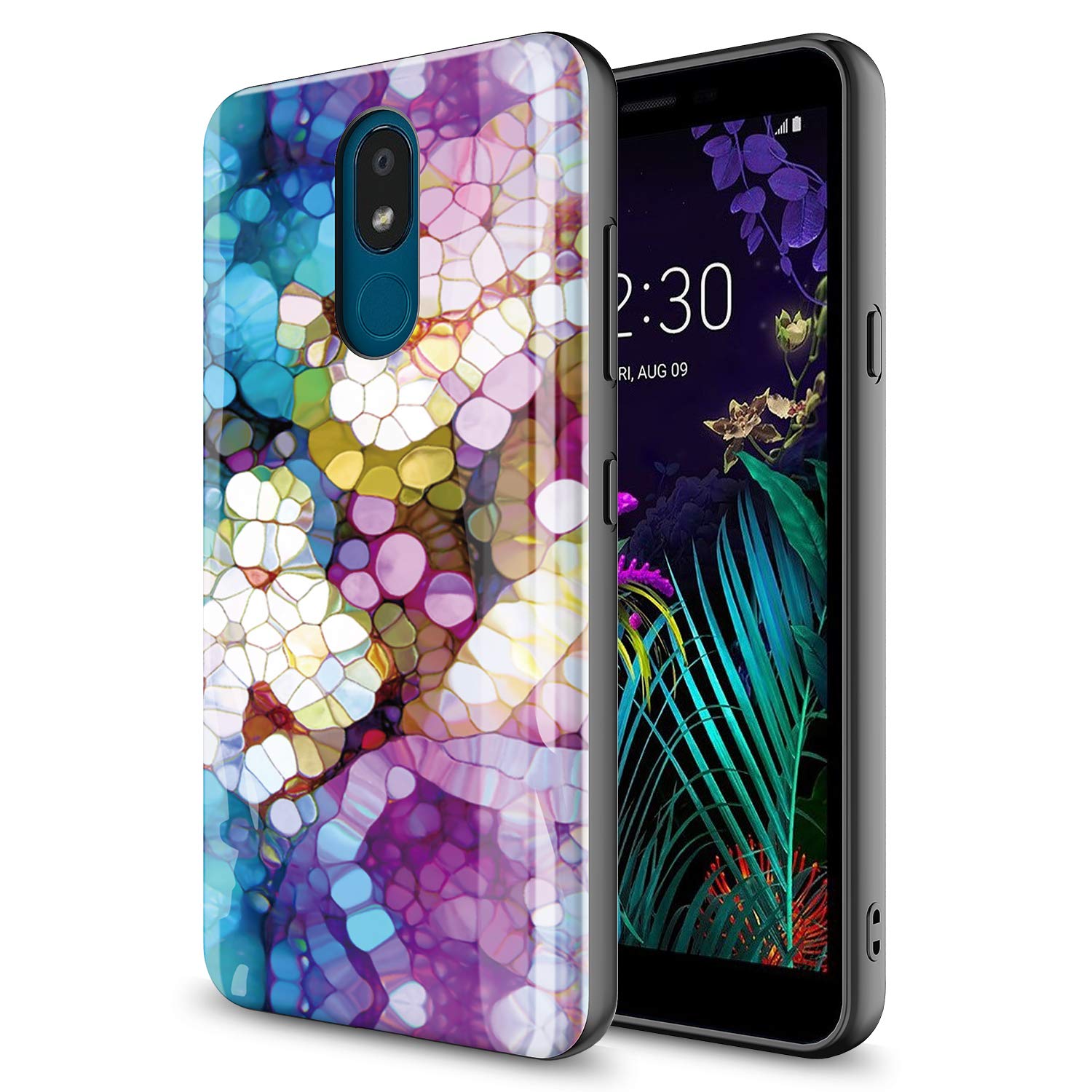 GORGCASE Designed for LG Aristo 4+ Plus Case, Escape Plus/Prime 2/Arena 2/Tribute Royal/Journey LTE/K30 2019, Slim Cute Girls Women Armor Protective Cover Colorful Marble