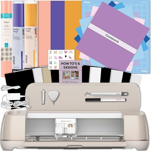 Cricut Maker 4 Cutting Machine with Vinyl Rolls and Cardstock Bundle - Electronic Craft Die-Cutting Machine with Variety Vinyl and Transfer Tape, Beginner Kit, Bluetooth Connectivity