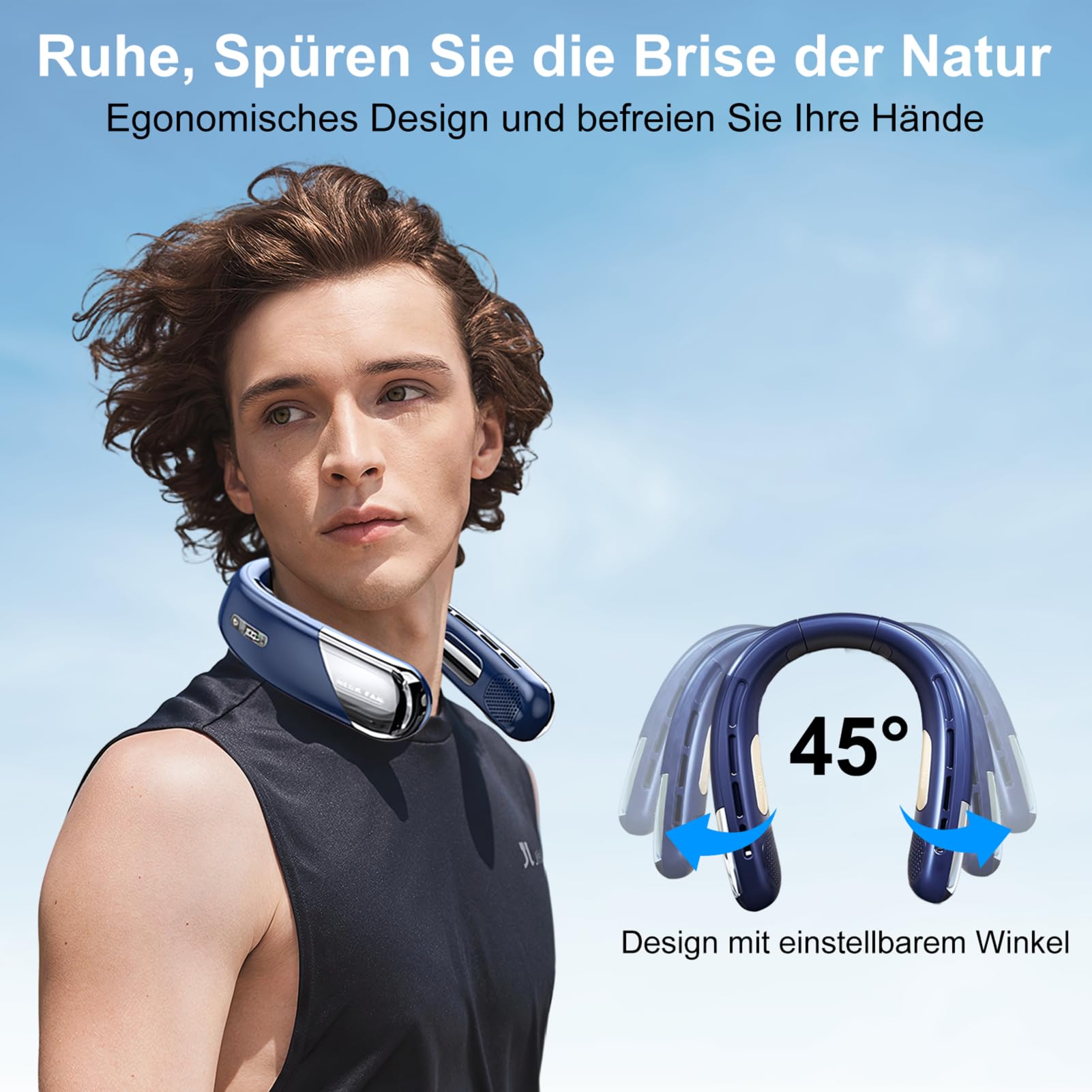Ventilatore da Collo, Ventilatore Portatile da Collo, 5 Velocità, ventilatore collo Silenzioso Senza Pale con flusso d'aria a 360°, neck fan personale USB per Viaggi Estivi Laurea Ragalo