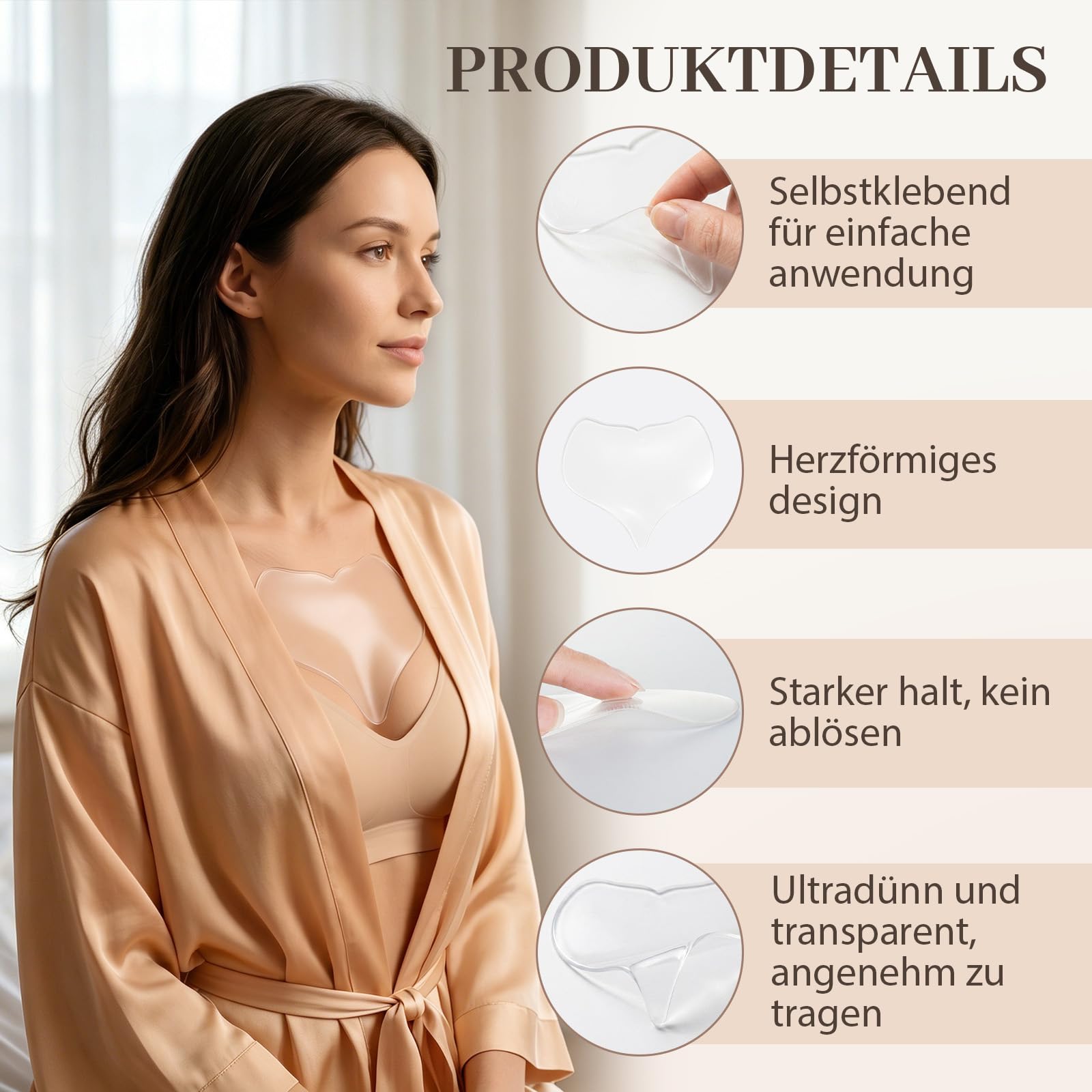 5 Stück Dekoltee Pads Antifalten, Dekollete Anti Falten Pad Falten Effektiv Reduzieren