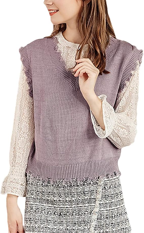 Gilet Donna In Maglia Autunno Inverno - Canotta Senza Maniche Elegante Oversize In Cotone Acrilico