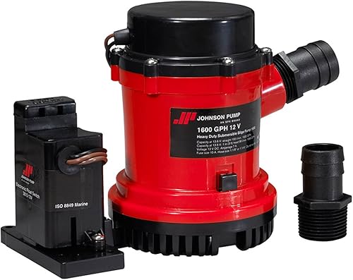 Johnson Pump s 01604-002 1600 GPH Bomba de sentina automática de servicio pesado con interruptor electromagnético, 24V