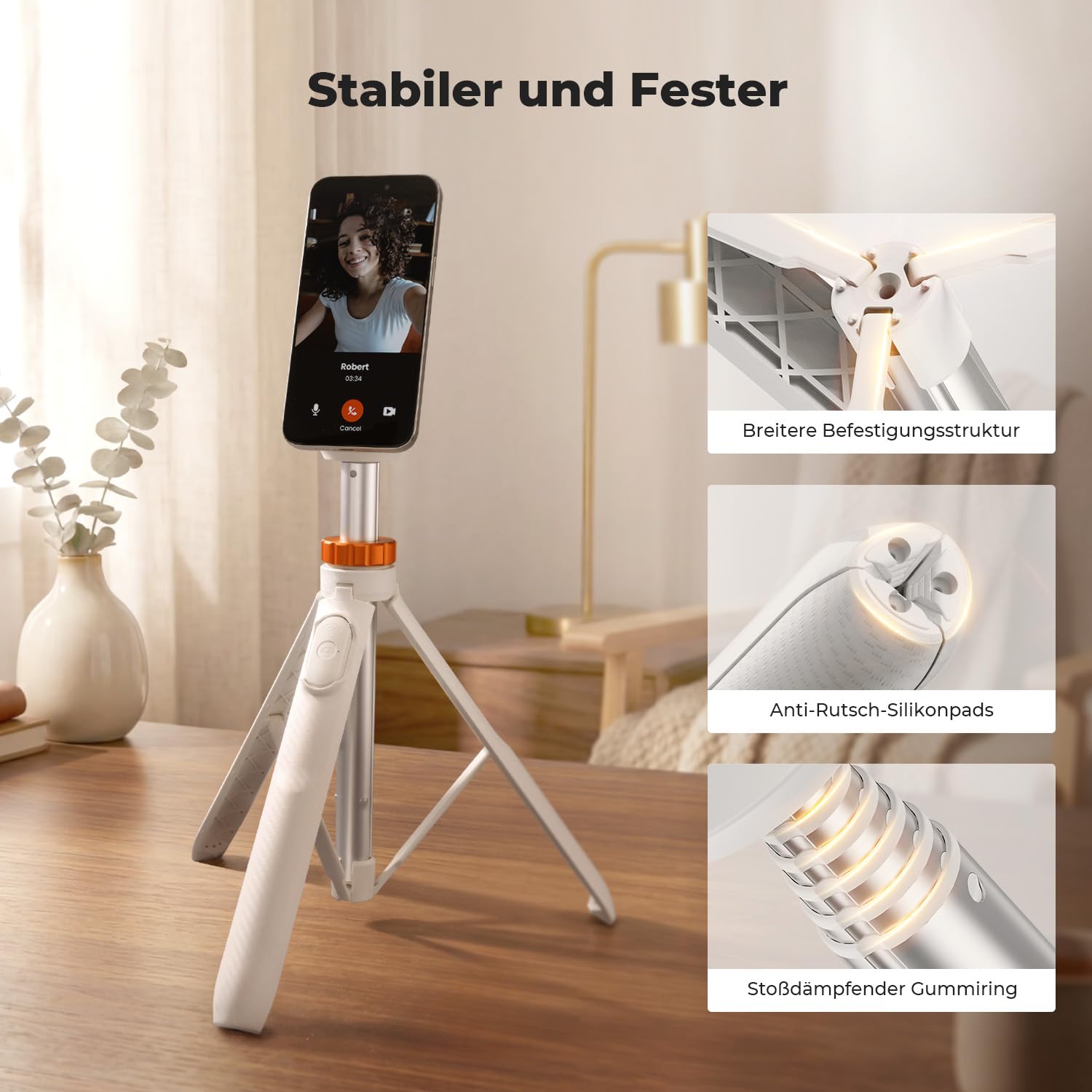 K&F CONCEPT MS19 Magnet Selfie Stick,162CM Handy Stativ mit Abnehmbarer Fernbedienung, Stativ für Smartphone, Mini-Stativ Kompatibel mit iPhone Samsung und Android Handys(Weiß)