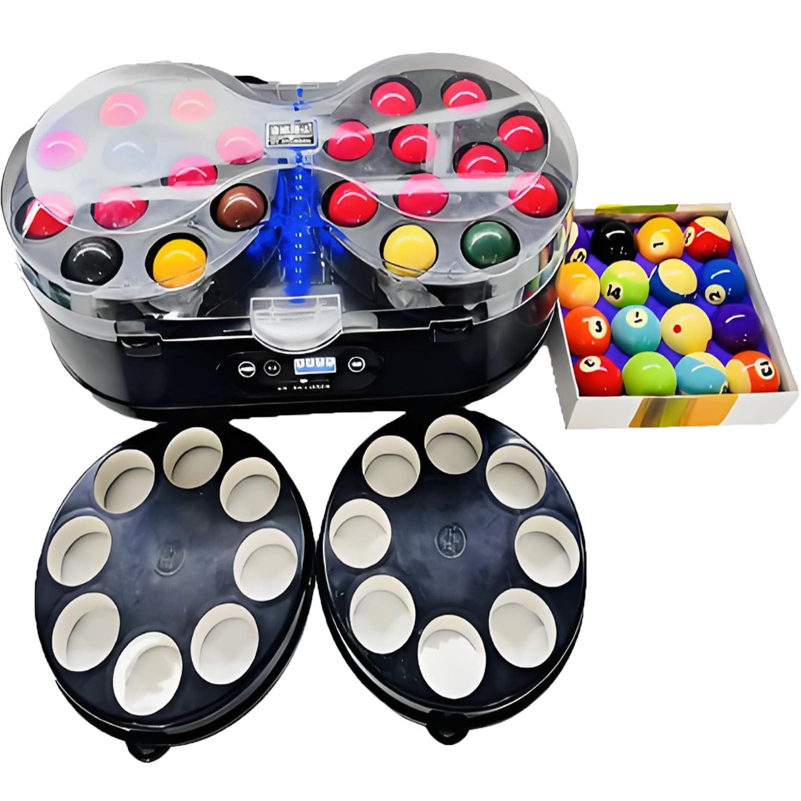 BOOZXCV Pool Ball Cleaner For Black Eight & Snooker- 2026 Billiard Ball Polisher Machine For 16/22 Balls, Dual-Motor Pool Ball Polishing & Cleaning Machine With Touch Lcd & Wool Felt (Black)