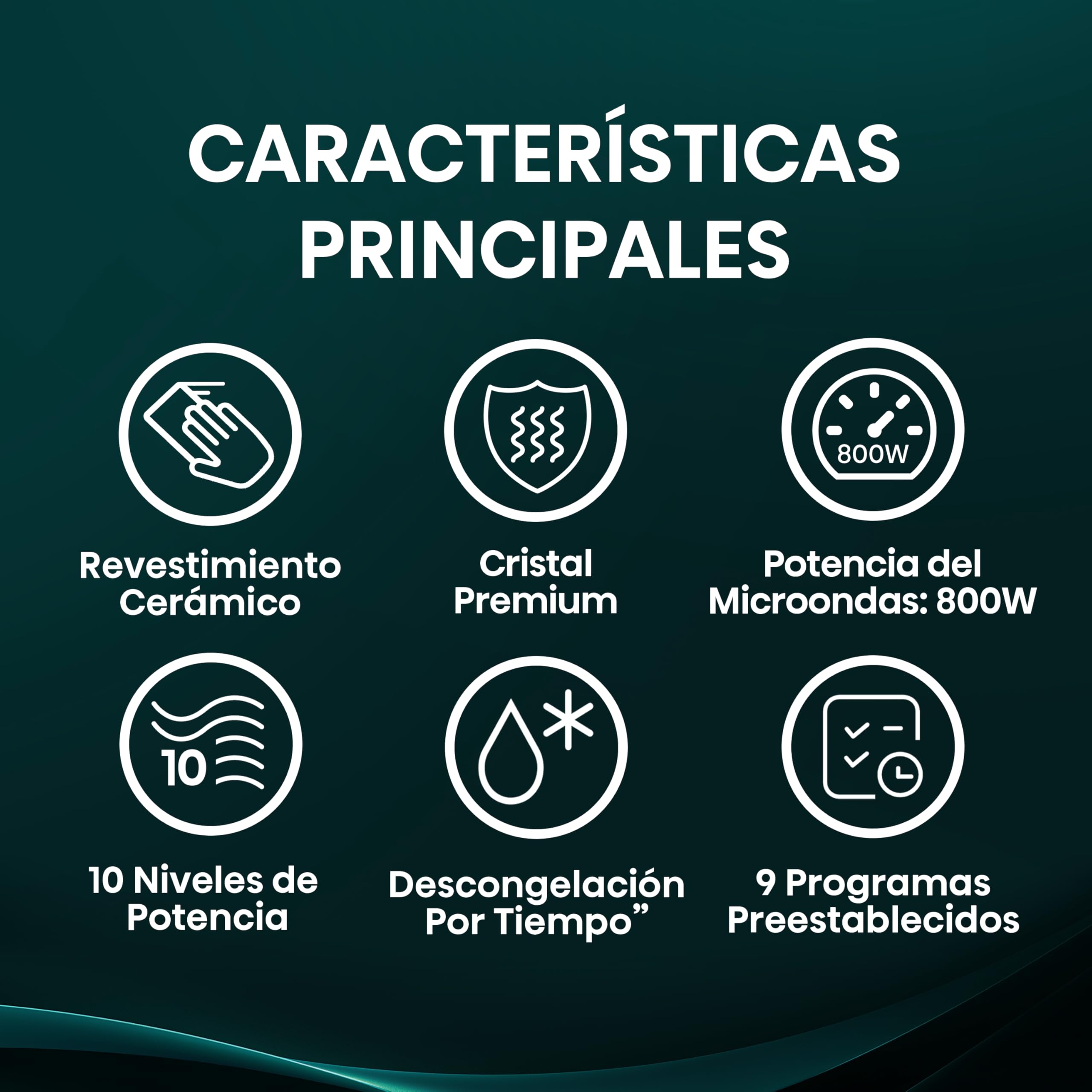 Hisense H23MOBSD1H - Microondas Digital con Grill 23L, 800W, Revestimiento Cerámico, Cristal Premium, 10 Niveles de Potencia, Función de Descongelación, 9 Programas Automáticos, Fácil limpieza