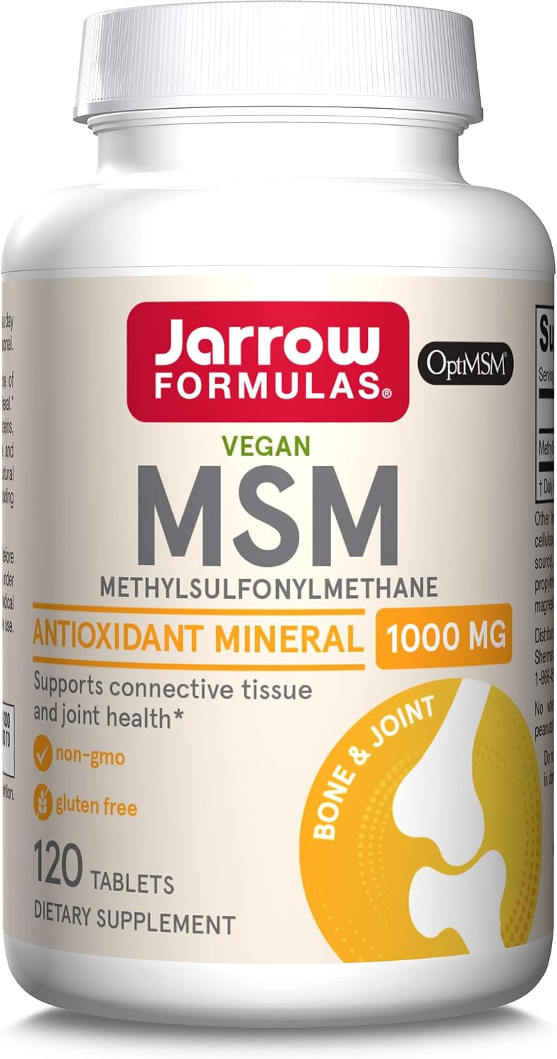 Jarrow Formulas MSM 1000 mg - 120 Tablets - Methylsulfonylmethane - Important Source of Organic Sulfur - Joint Health - Up to 120 Servings
