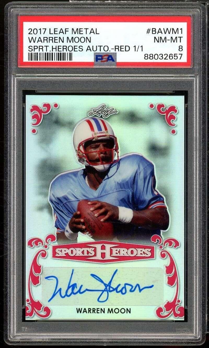 Warren Moon Card 2017 Leaf Metal Sports Heroes Auto (Serial #d 1/1) PSA 8 - NFL Autographed Football Cards
