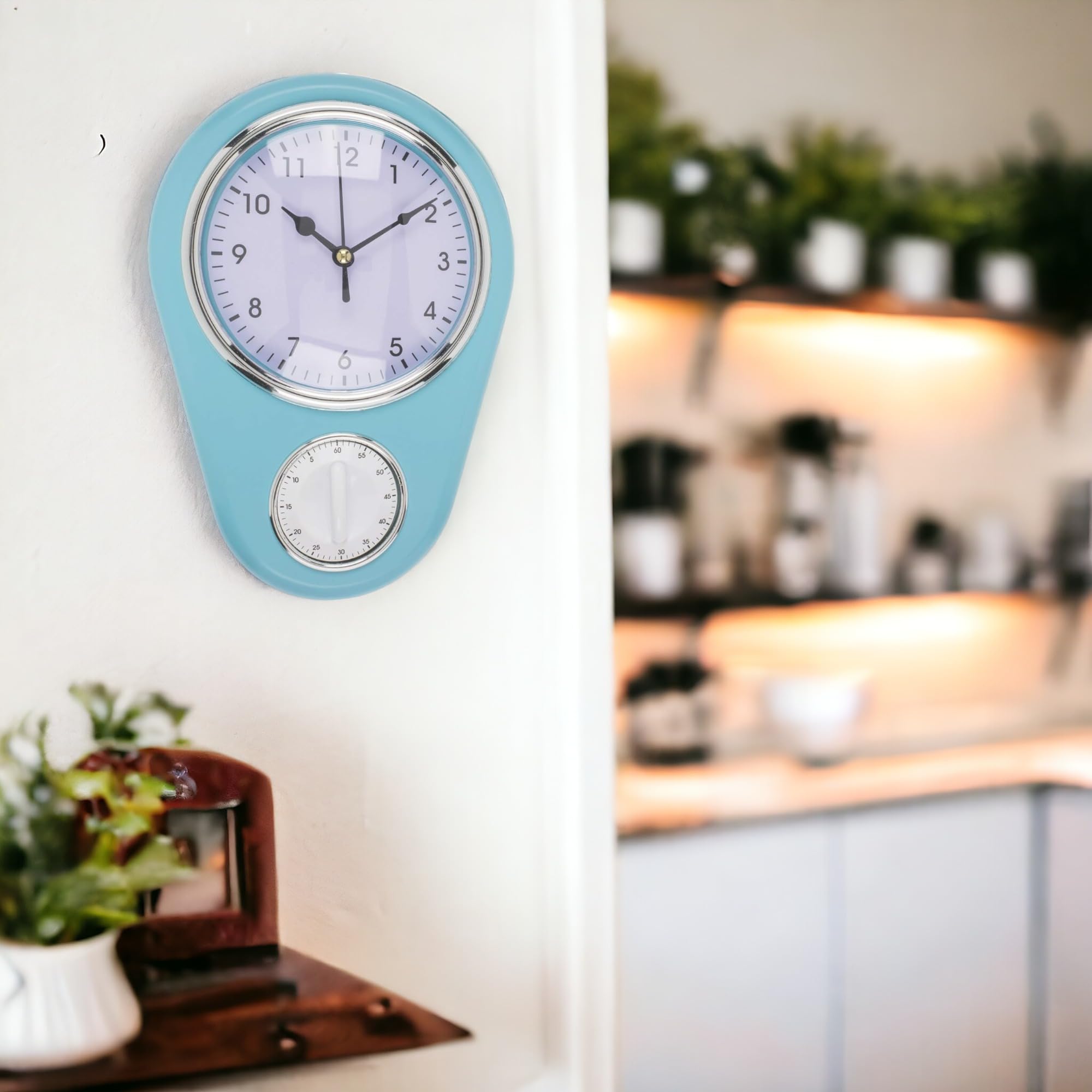 Retro Kitchen Wall Clock Vintage Kitchen Time with 60 Minute