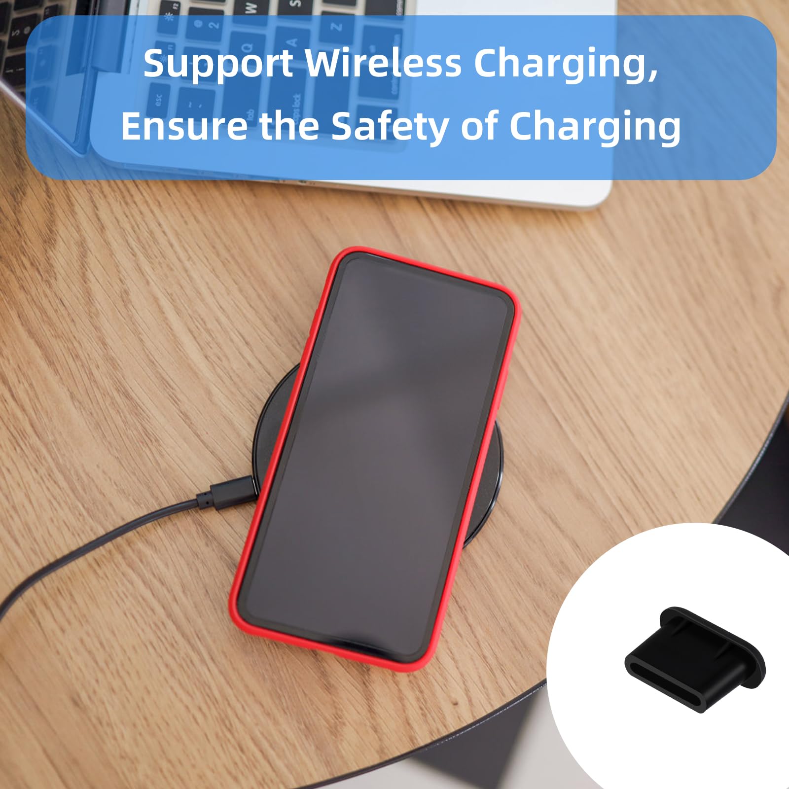 10 Bouchons Anti-Poussière USB-C En Silicone - Protection Port De Charge Pour Téléphone, PC, Appareil Photo - Réutilisables, Noir/Transparent