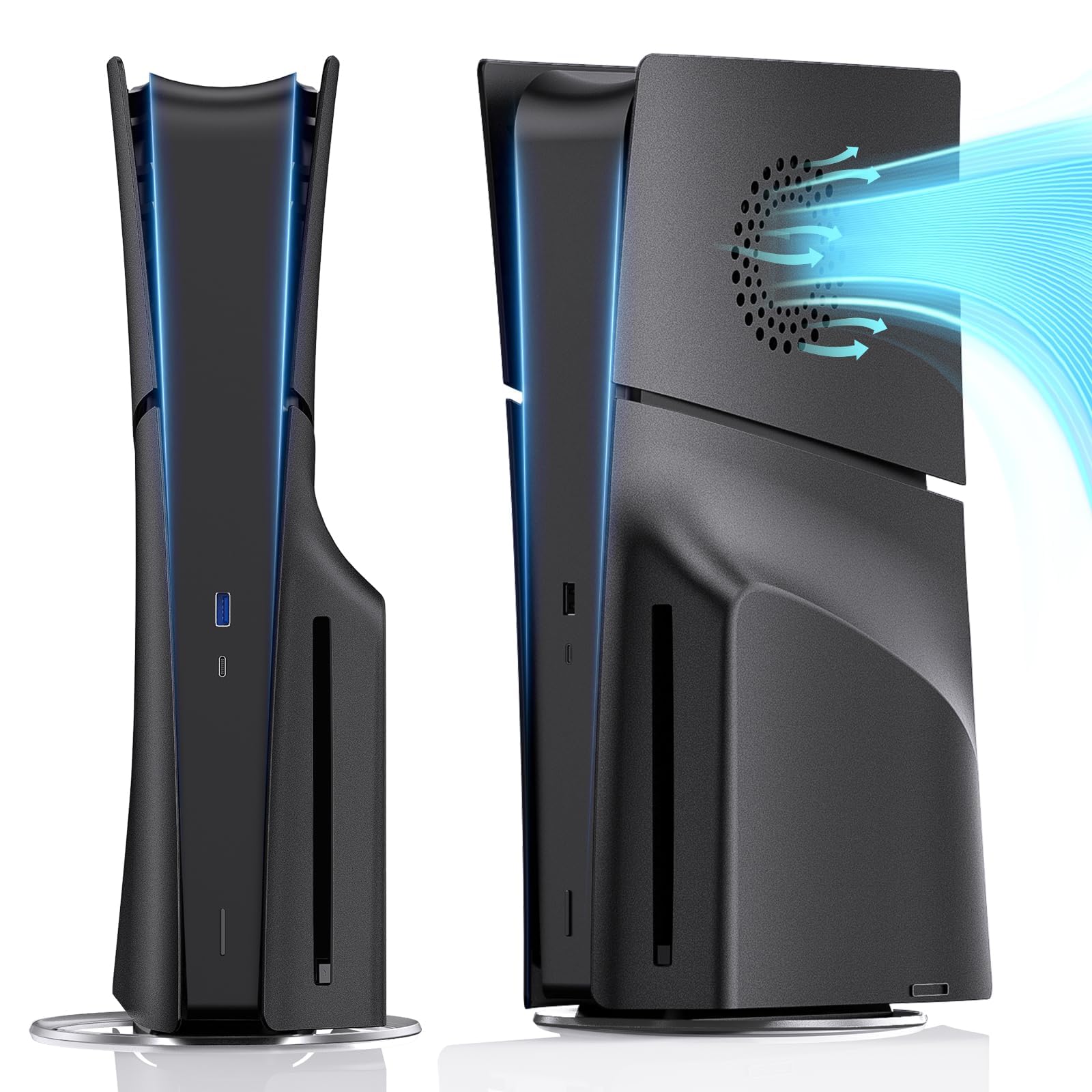 Cover per Ps5 Slim Disc Edition,Con Porta per Ventola Custodia per Piastra Rigida Nera per Playstation 5 Slim, Cover per Piastra Di Ricambio per Accessori Ps5 Slim Faceplate,Ferroso