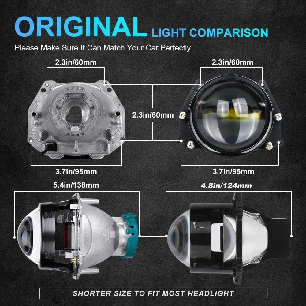 Reflektor dalekosiężny 2 szt. 3-calowe reflektory projektora Bi LED Soczewki Projektor świateł LED 3000 W 32000000 lm Akcesoria samochodowe Żarówki halogenowe